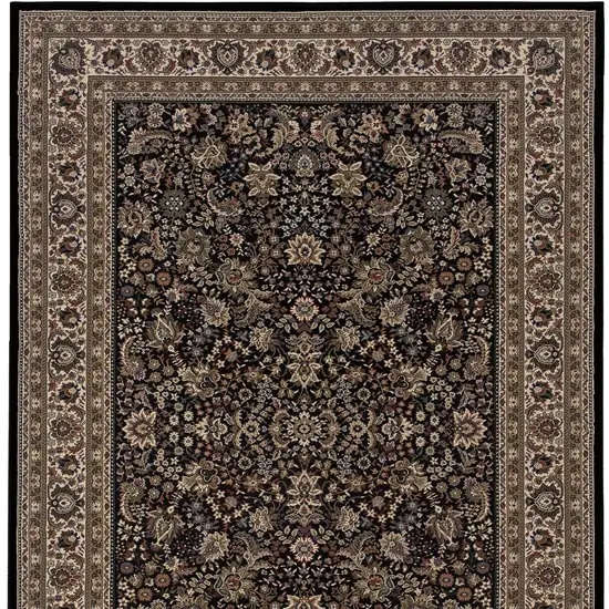 Black Dark Green And Ivory Oriental Area Rug Photo 5