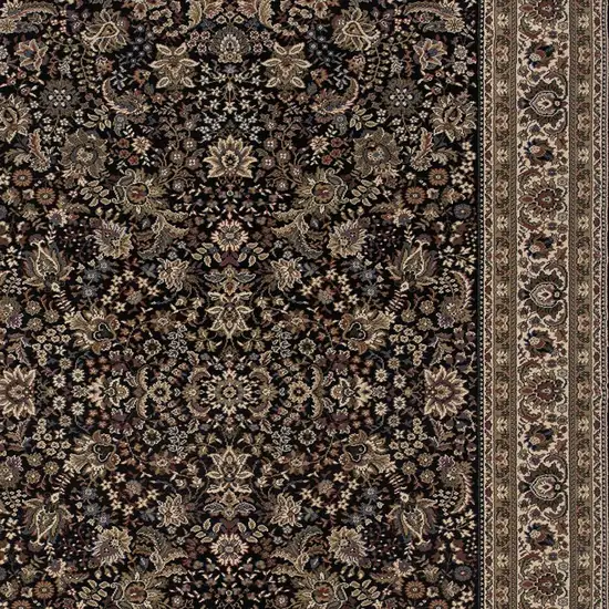 Black Dark Green And Ivory Oriental Area Rug Photo 4