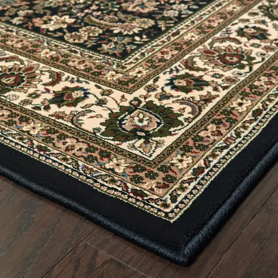 Black Dark Green And Ivory Oriental Area Rug Photo 6