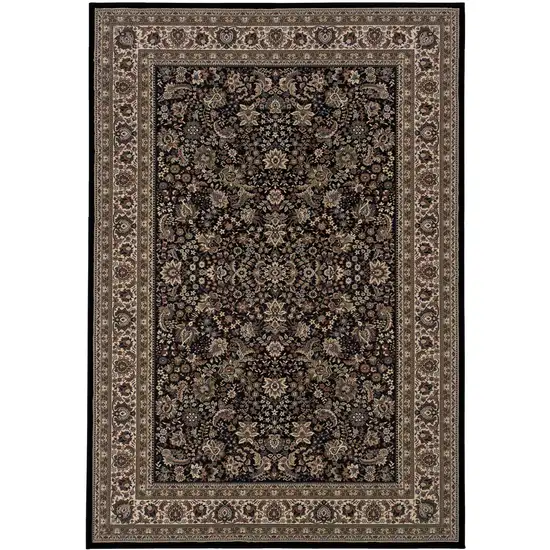 Black Dark Green And Ivory Oriental Area Rug Photo 2