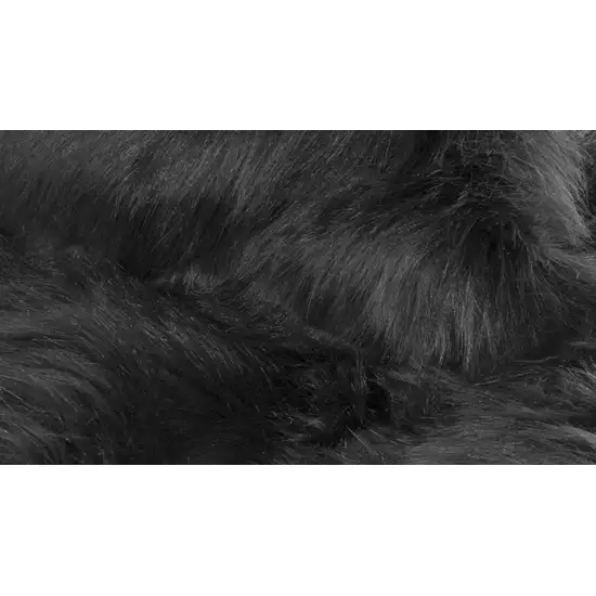 Black Faux Fur Washable Non Skid Area Rug Photo 6