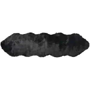 Photo of Black Faux Fur Washable Non Skid Area Rug