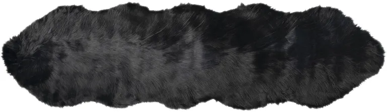 Black Faux Fur Washable Non Skid Area Rug Photo 1