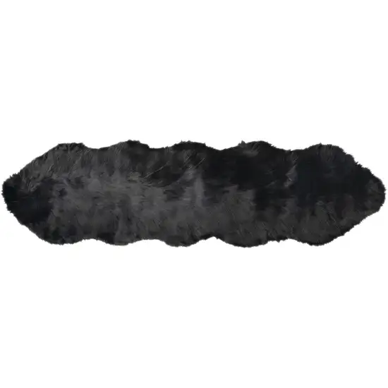 Black Faux Fur Washable Non Skid Area Rug Photo 1