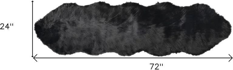 Black Faux Fur Washable Non Skid Area Rug Photo 4