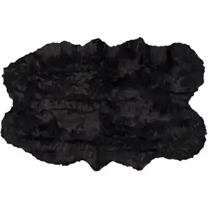 Photo of Black Faux Fur Washable Non Skid Area Rug