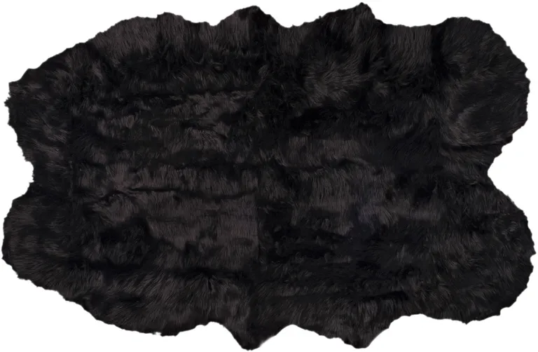 Black Faux Fur Washable Non Skid Area Rug Photo 1