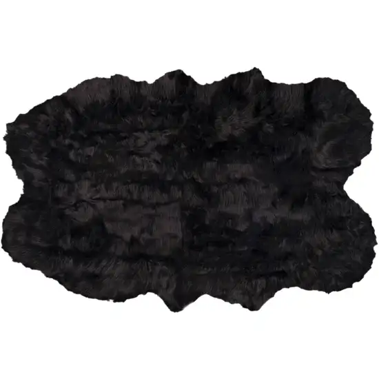 Black Faux Fur Washable Non Skid Area Rug Photo 1