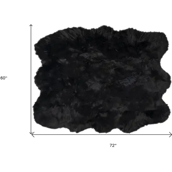 Black Faux Fur Washable Non Skid Area Rug Photo 4