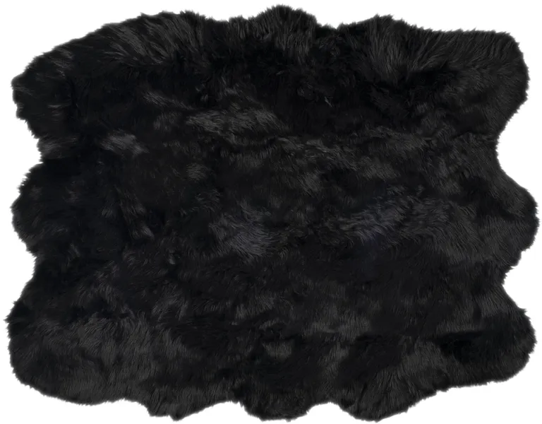 Black Faux Fur Washable Non Skid Area Rug Photo 1