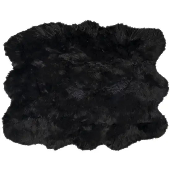 Black Faux Fur Washable Non Skid Area Rug Photo 1