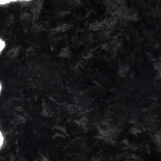 Black Faux Fur Washable Non Skid Area Rug Photo 5