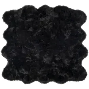 Photo of Black Faux Fur Washable Non Skid Area Rug