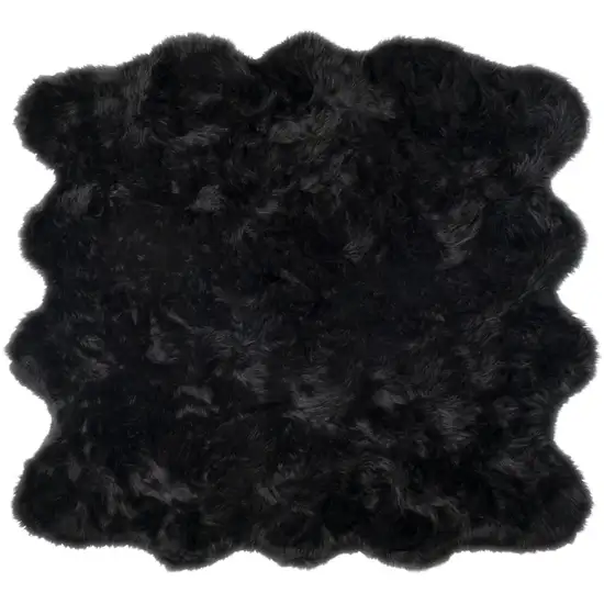 Black Faux Fur Washable Non Skid Area Rug Photo 1