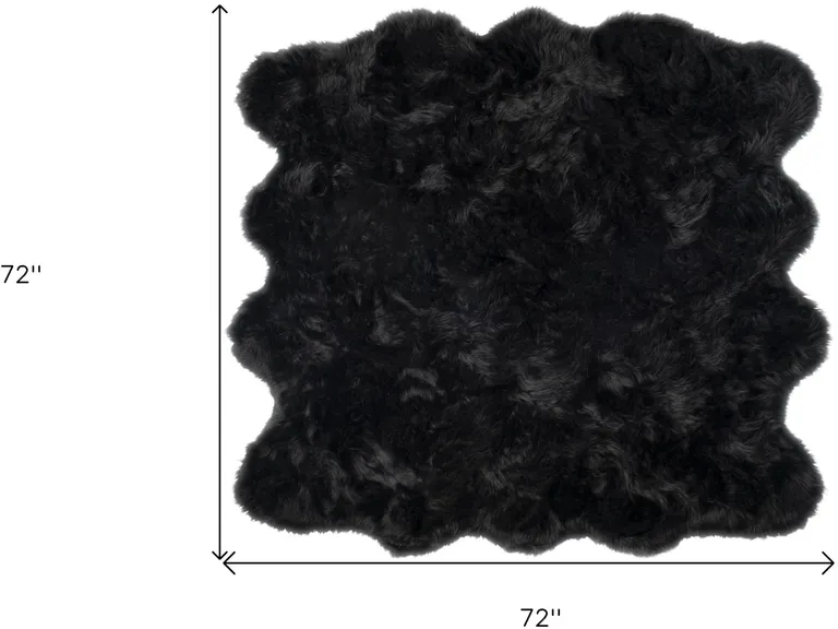 Black Faux Fur Washable Non Skid Area Rug Photo 4