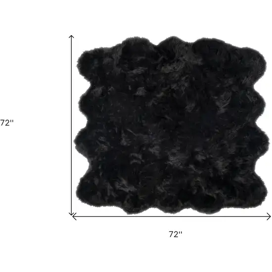 Black Faux Fur Washable Non Skid Area Rug Photo 4