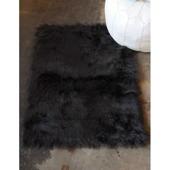 Black Faux Rectangular - Area Rug Photo 3