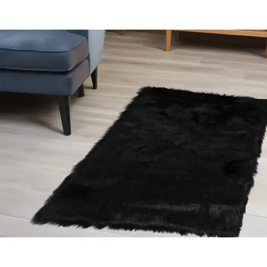 Black Faux Fur Animal Print Area Rug Photo 1