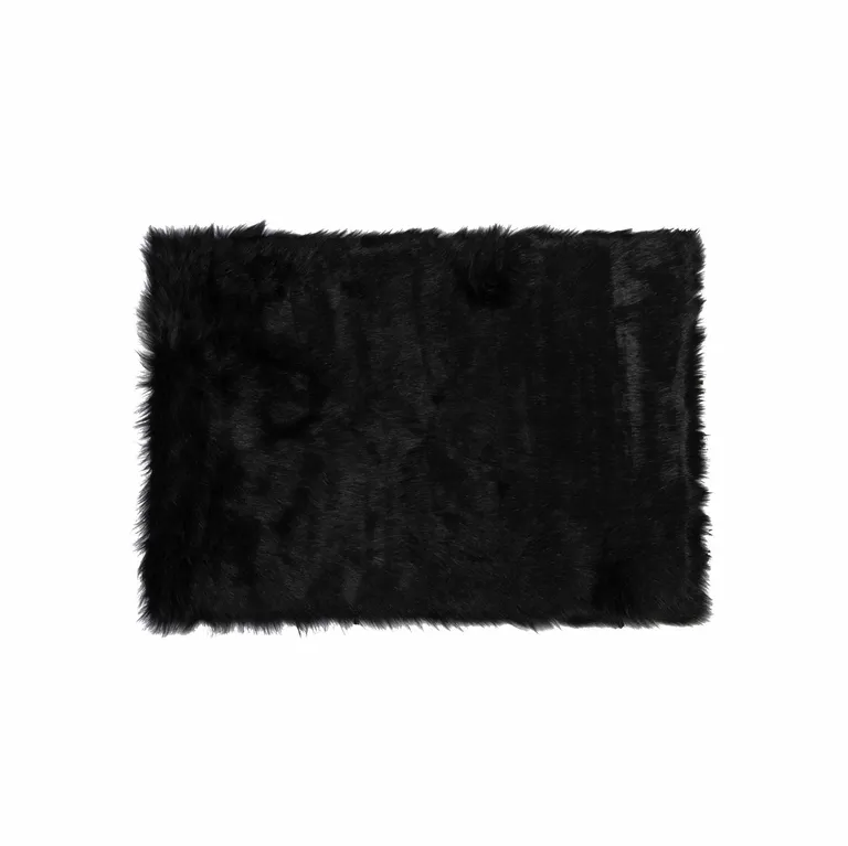 Black Faux Rectangular - Area Rug Photo 1