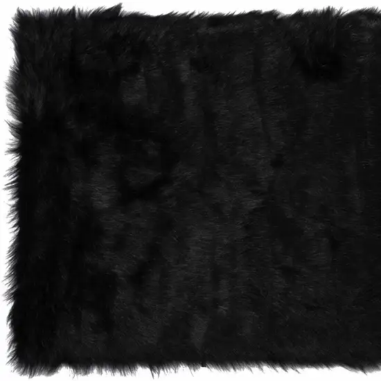 Black Faux Fur Animal Print Area Rug Photo 5