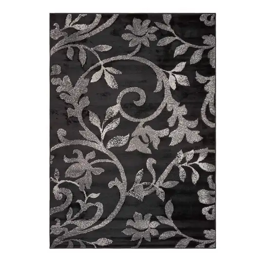 Black Filigree Vines Area Rug Photo 4