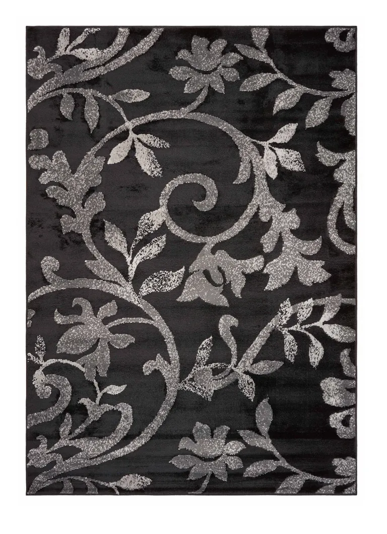 Black Filigree Vines Area Rug Photo 4