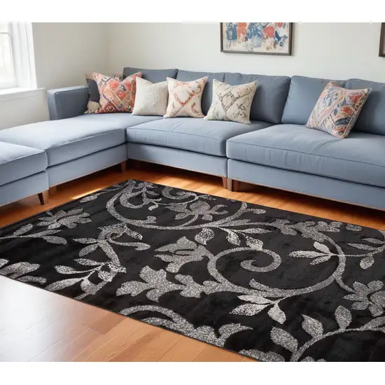 Black Filigree Vines Area Rug Photo 2