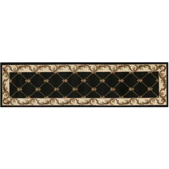 Black Fleur de Lis Runner Rug Photo 2