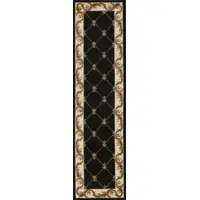 Photo of Black Fleur de Lis Runner Rug