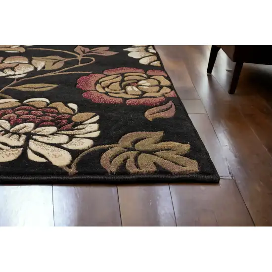 Black and Tan Floral Area Rug Photo 3