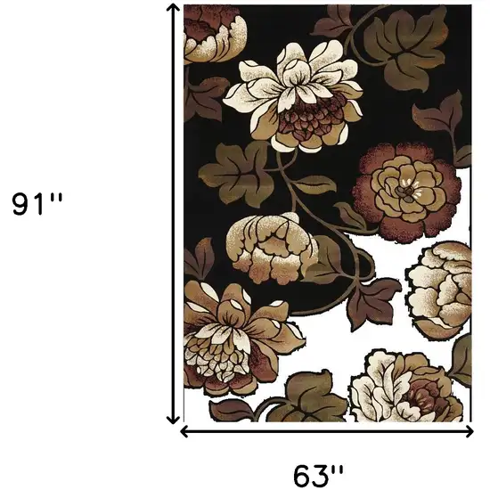 Black and Tan Floral Area Rug Photo 9