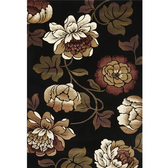 Black and Tan Floral Area Rug Photo 2