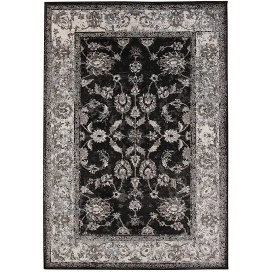 Black Floral Power Loom Area Rug Photo 1