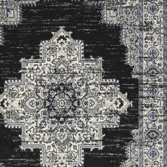 Black Floral Power Loom Distressed Area Rug Photo 6