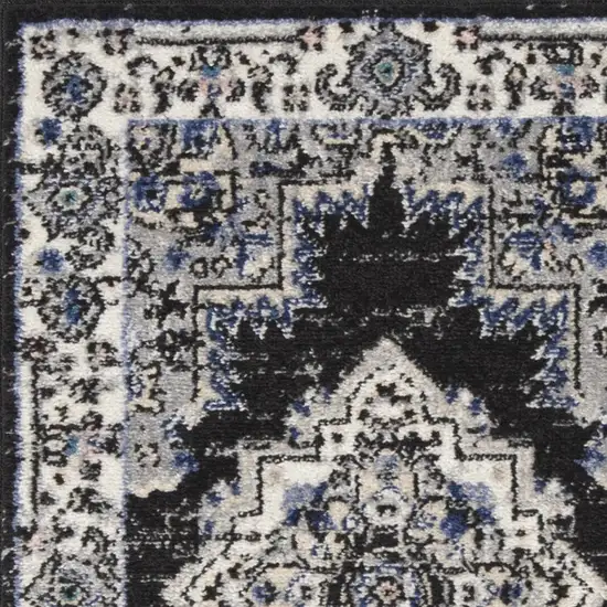 Black Floral Power Loom Distressed Area Rug Photo 5