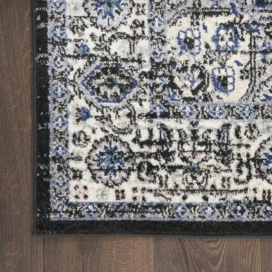 Black Floral Power Loom Distressed Area Rug Photo 3