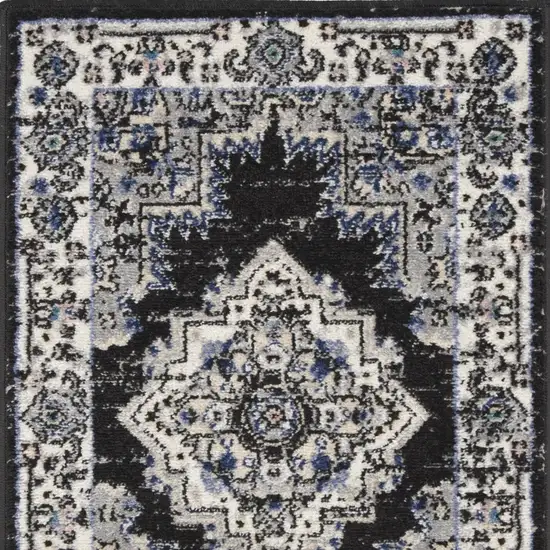 Black Floral Power Loom Distressed Area Rug Photo 6