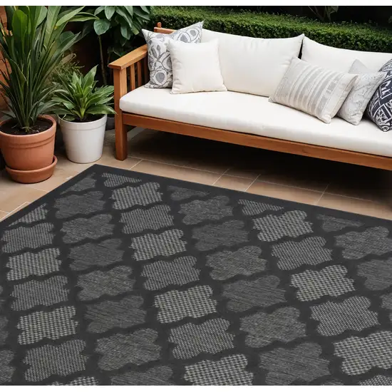 Charcoal and Gray Indoor Outdoor Area Rug Photo 1