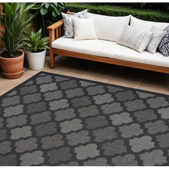 Charcoal and Gray Indoor Outdoor Area Rug Photo 1