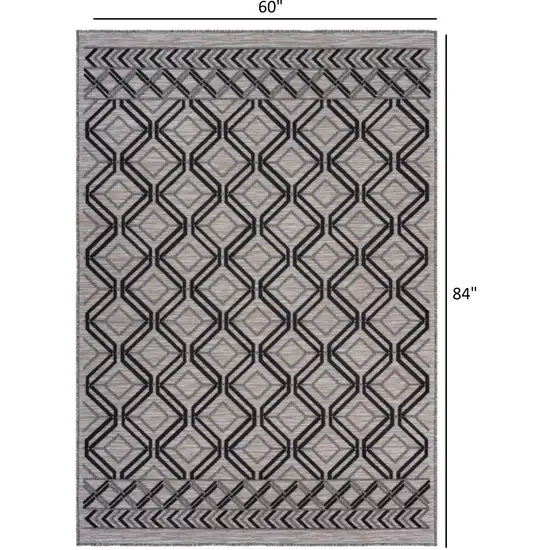 Black Geometric Indoor Outdoor Area Rug Photo 7