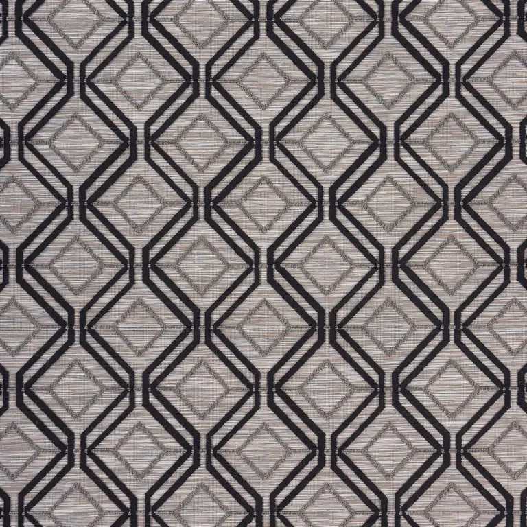 Black Geometric Indoor Outdoor Area Rug Photo 2