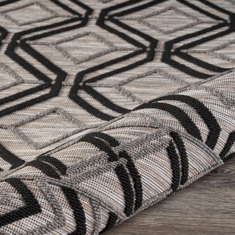 Black Geometric Indoor Outdoor Area Rug Photo 3