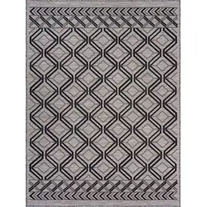 Photo of Black Geometric Indoor Outdoor Area Rug