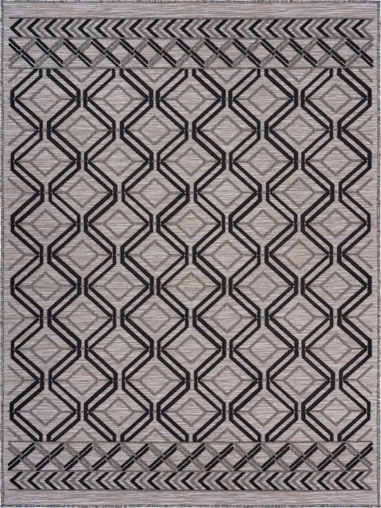 Black Geometric Indoor Outdoor Area Rug Photo 1