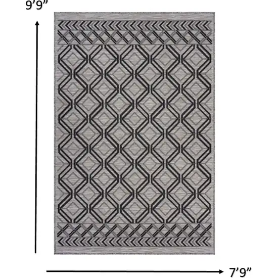 Black Geometric Indoor Outdoor Area Rug Photo 7