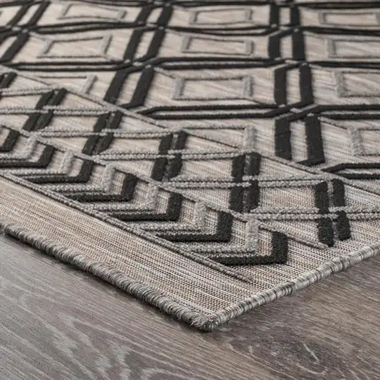 Black Geometric Indoor Outdoor Area Rug Photo 3