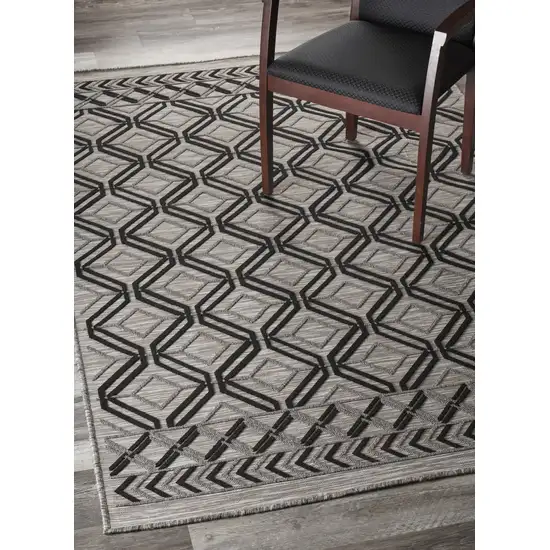 Black Geometric Indoor Outdoor Area Rug Photo 8