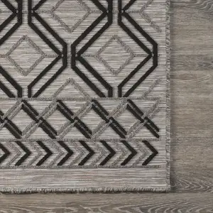 Photo of Black Geometric Indoor Outdoor Area Rug