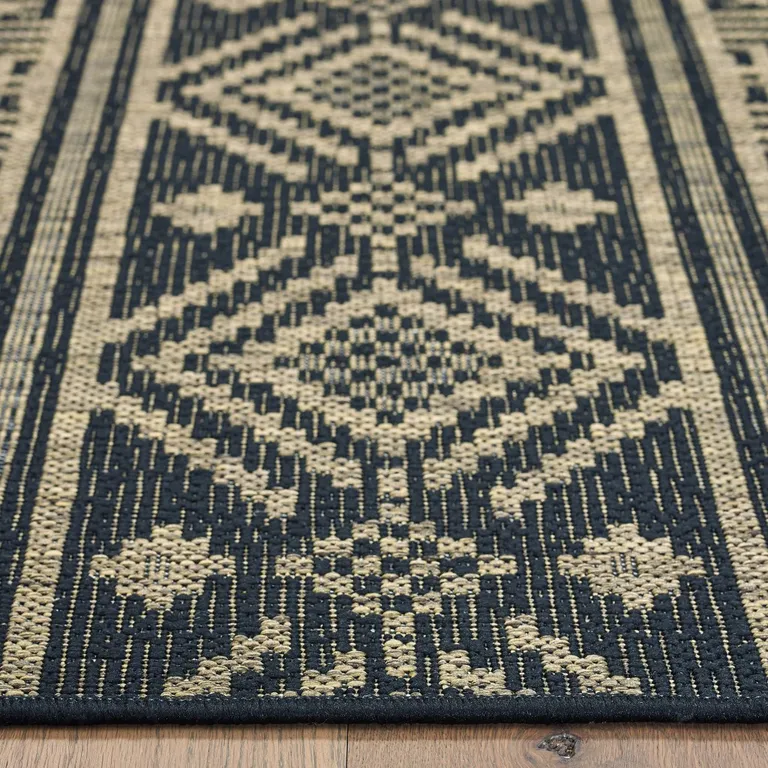 Black Geometric Indoor Outdoor Area Rug Photo 3