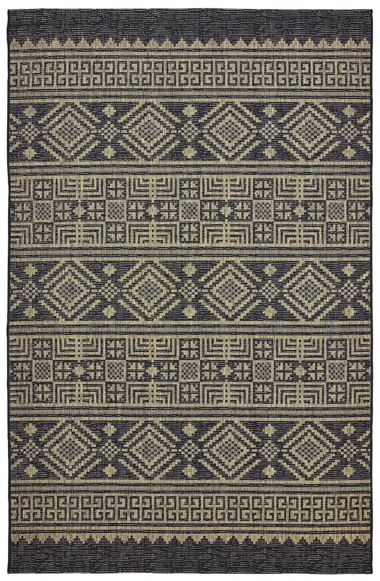 Black Geometric Indoor Outdoor Area Rug Photo 5